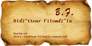 Blüttner Filoméla névjegykártya